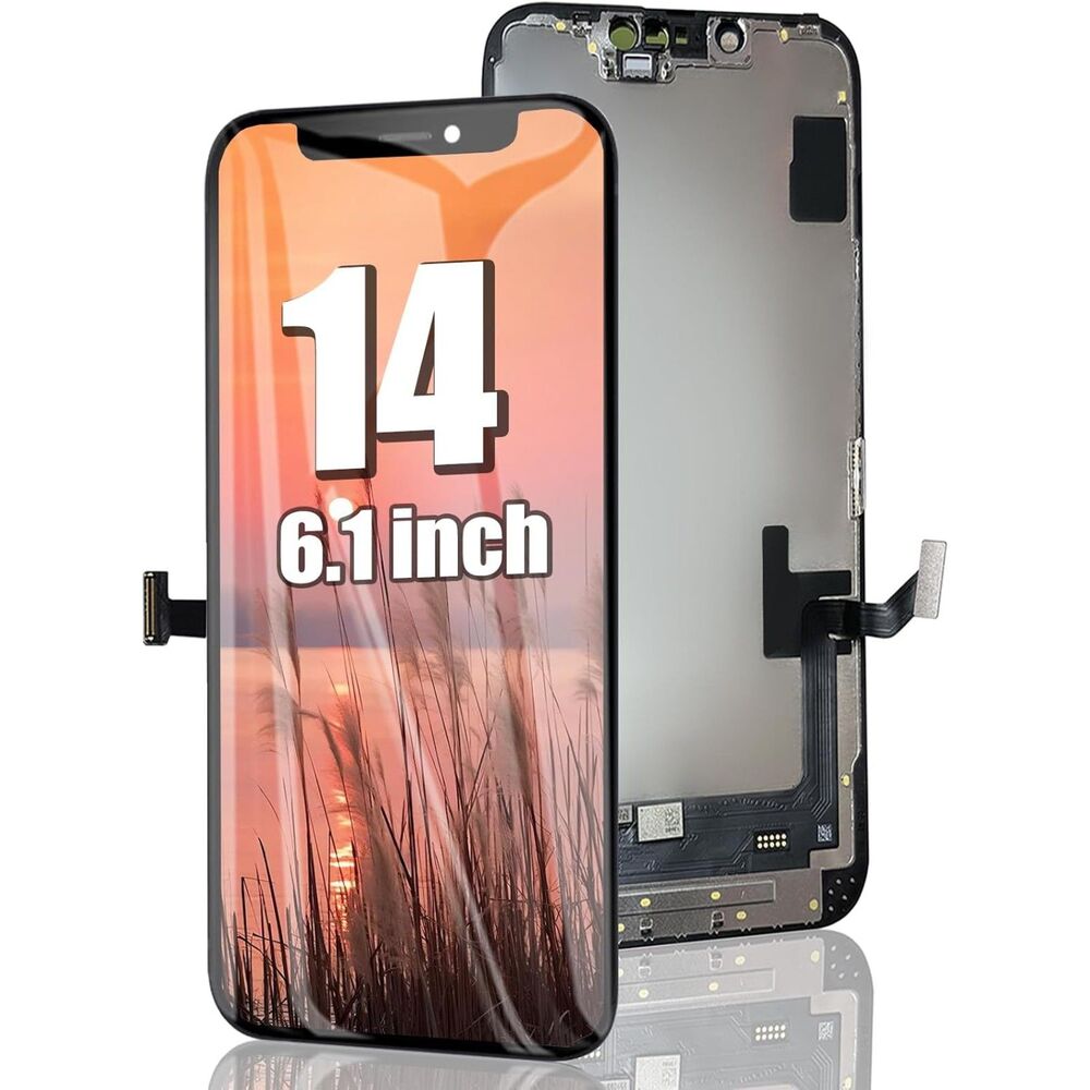iPhone 14 Screen Replacement LCD Black 6.1" FHD Display Assembly with Adhesive